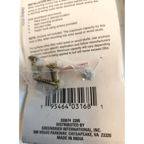 Coat Hat Wall Hooks Set Of 2 With Mounting Hardware Olive Green Metal Finish - Picture 8 of 8